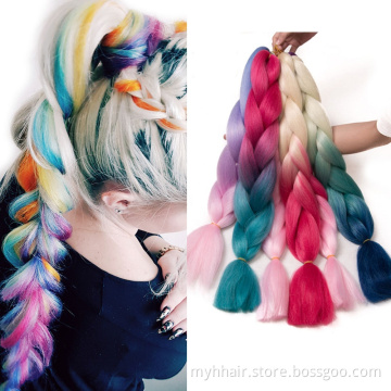 10 Piece Wholesale Cheap Jumbo Braid Synthetic hair pre stretched Crochet Hair 24 inch Ombre Braiding Hair for Women extensions